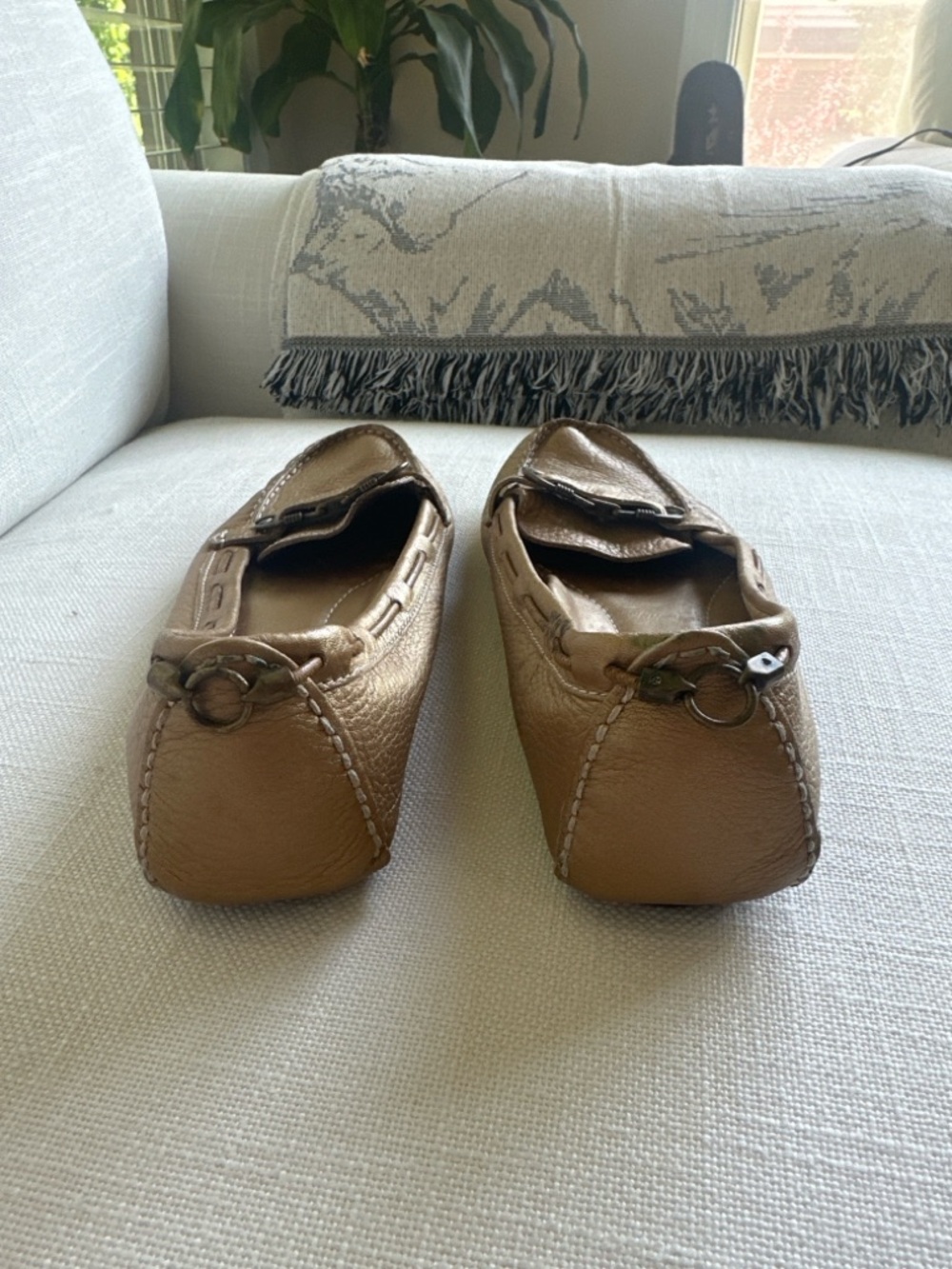 Cole Haan Gold Leather Driving Loafers Women’s Size 9.5 Slip On Moccasins - Picture 7 of 8